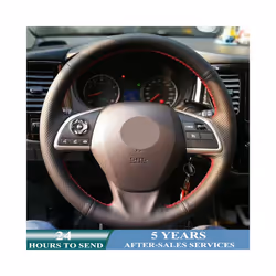 Car Steering Wheel Cover Braid Leather For Mitsubishi Outlander Mirage - White Thread