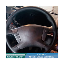 Customized Car Steering Wheel Cover Hand Sewing Anti-Slip Leather Braid - 3 Colors Thread