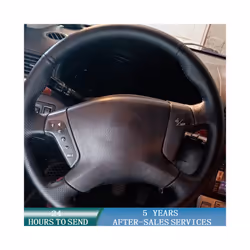 Customized Car Steering Wheel Cover Hand Sewing Anti-Slip Leather Braid - Gray Thread