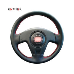 DIY Artificial Leather Steering Wheel Cover Hand-Stitched Black Car Steering - Black Thread