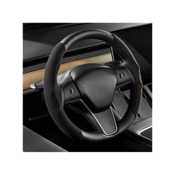 For Tesla Model 3 Steering Wheel Cover Suede Ultra Thin Sweat Absorbent - Black