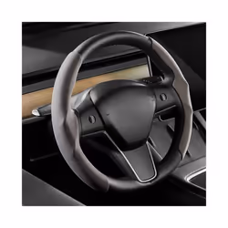 For Tesla Model 3 Steering Wheel Cover Suede Ultra Thin Sweat Absorbent - Dark Grey