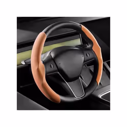 For Tesla Model 3 Steering Wheel Cover Suede Ultra Thin Sweat Absorbent - Orange