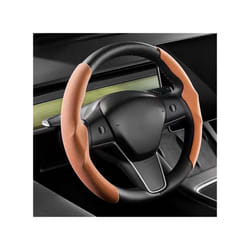 For Tesla Model 3 Steering Wheel Cover Suede Ultra Thin Sweat Absorbent - Orange