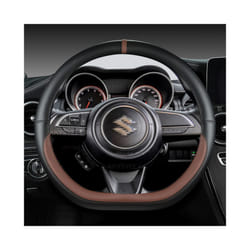 Microfiber Leather D Shape 38cm Car Steering Wheel Cover For Suzuki Swift - COFFEE