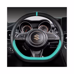 Microfiber Leather D Shape 38cm Car Steering Wheel Cover For Suzuki Swift - GREEN