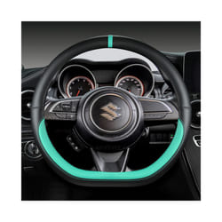 Microfiber Leather D Shape 38cm Car Steering Wheel Cover For Suzuki Swift - GREEN