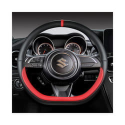 Microfiber Leather D Shape 38cm Car Steering Wheel Cover For Suzuki Swift - RED