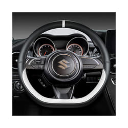 Microfiber Leather D Shape 38cm Car Steering Wheel Cover For Suzuki Swift - WHITE