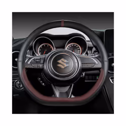 Microfiber Leather D Shape 38cm Car Steering Wheel Cover For Suzuki Swift - WINE RED