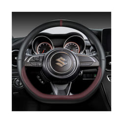 Microfiber Leather D Shape 38cm Car Steering Wheel Cover For Suzuki Swift - WINE RED