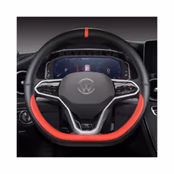 D Shape Car Steering Wheel Cover For VW Sharan Passat Caddy Touran Tiguan - RED