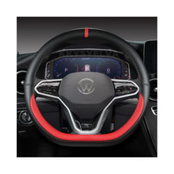 D Shape Car Steering Wheel Cover For VW Sharan Passat Caddy Touran Tiguan - RED