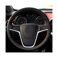 DIY Black Hige Soft Artificial Leather Car Steering Wheel Cover for Opel - Orange Thread