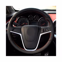 DIY Black Hige Soft Artificial Leather Car Steering Wheel Cover for Opel - Red Thread