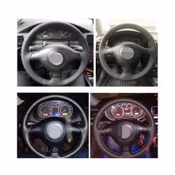 DIY Soft Artificial Leather Steering Wheel Cover for Volkswagen VW Passat - Blue Thread