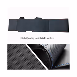 Black Artificial Leather Car Steering Wheel Cover For Kia K3 2013 K2 Rio - Red Thread