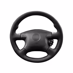 Hand-Stitched Car Accessories Artificial Leather Car Steering Wheel Cover - Black Thread