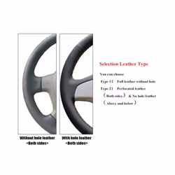 Hand-Stitched Car Accessories Artificial Leather Car Steering Wheel Cover - Black Thread