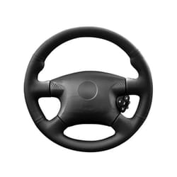Hand-Stitched Car Accessories Artificial Leather Car Steering Wheel Cover - White Thread