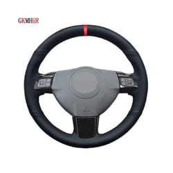 Black Artificial Leather DIY Car Steering Wheel Cover For Opel Astra (H) - Orange Thread