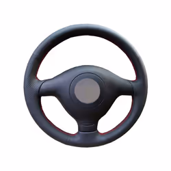 Black Steering Wheel Cover Soft Artificial Leather Steering Wheel Cover - Black Thread