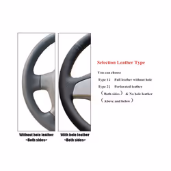 Black Steering Wheel Cover Soft Artificial Leather Steering Wheel Cover - Black Thread