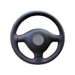 Black Steering Wheel Cover Soft Artificial Leather Steering Wheel Cover - Gray Thread