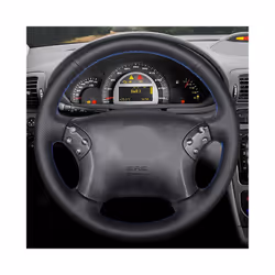 DIY Hand-stitched Black High Soft Artificial Leather Car Steering Wheel - Red Thread