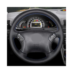 DIY Hand-stitched Black High Soft Artificial Leather Car Steering Wheel - Red Thread