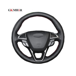 DIY Steering Wheel Cover Black Artificial Leather Car Steering Wheel Cover - Black Thread
