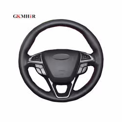 DIY Steering Wheel Cover Black Artificial Leather Car Steering Wheel Cover - Yellow Thread