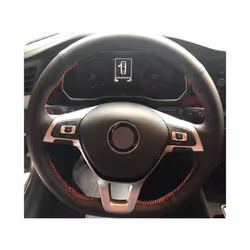 DIY Black Steering Wheel Cover Artificial Leather Car Steering Wheel Cover - Gray Thread