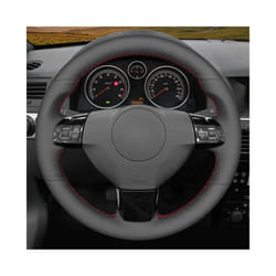 Black Artificial Leather Car Steering Wheel Covers For Opel Astra (H) - Red Thread