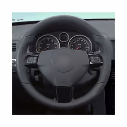 Black Artificial Leather Car Steering Wheel Covers For Opel Astra (H) - Red Thread