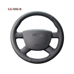 Artificia Leather Hand-stitched Black Car Steering Wheel Cover for Ford - Black Thread
