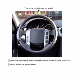 Black Artificial Leather Hand-stitched Car Steering Wheel Cover for Land - Gray Thread