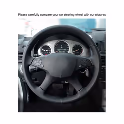Black Hand-stitched PU Artificial Leather Car Steering Wheel Cover for - Blue Thread