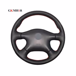 Black Leather Steering Wheel Cover for Nissan Almera N16 Pathfinder Primera - Blue Thread