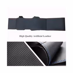 Black Leather Steering Wheel Cover for Nissan Almera N16 Pathfinder Primera - Blue Thread