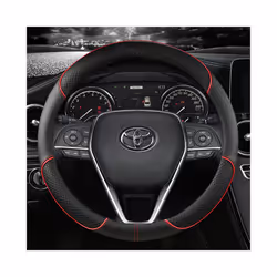 Car Steering Wheel Cover Leather 38cm For Toyota Corolla Fortuner Sequoia - Red