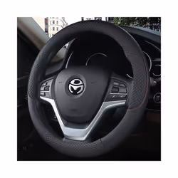 Leather Universal Car Steering-wheel Cover 37CM-38CM Car-styling Sport - Black