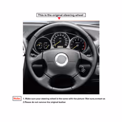 Black PU Faux Leather DIY Hand Stitched Car Steering Wheel Cover for Subaru - Black Thread