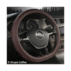 D Shape Car Steering Wheel Cover PU Leather For Nissan Qashqai J11 Nissan - D shape-Coffee