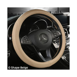 D Shape Car Steering Wheel Cover PU Leather For Nissan Qashqai J11 Nissan - O shape-Beige