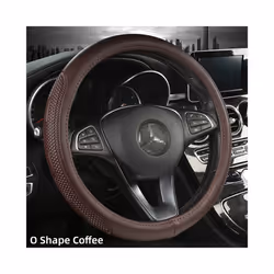 D Shape Car Steering Wheel Cover PU Leather For Nissan Qashqai J11 Nissan - O shape-Coffee