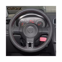 Car accessories Leather Hand-stitched Car Steering Wheel Covers For Volkswagen - Light blue thread