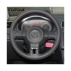 Car accessories Leather Hand-stitched Car Steering Wheel Covers For Volkswagen - Light blue thread