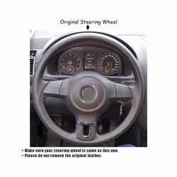 Car accessories Leather Hand-stitched Car Steering Wheel Covers For Volkswagen - Light blue thread