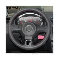 Car accessories Leather Hand-stitched Car Steering Wheel Covers For Volkswagen - White thread